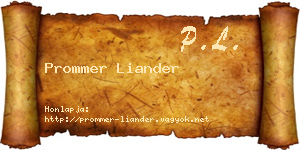 Prommer Liander névjegykártya